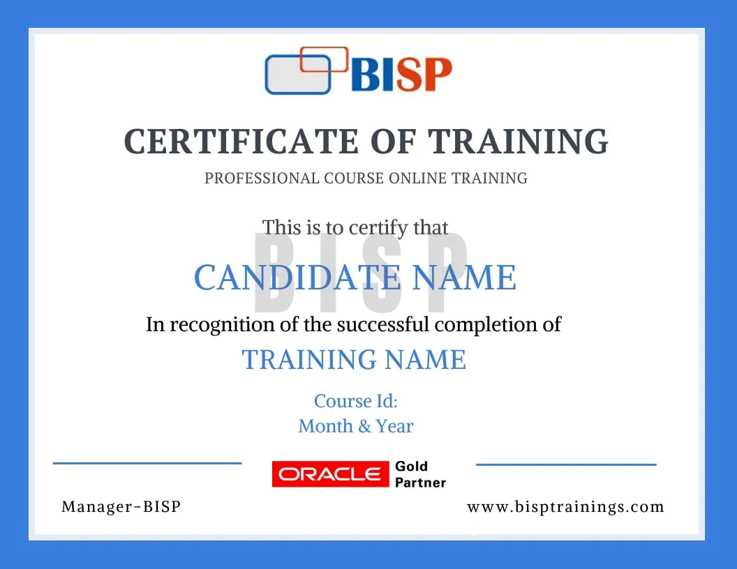 BISP Trainings Certificate of Completion